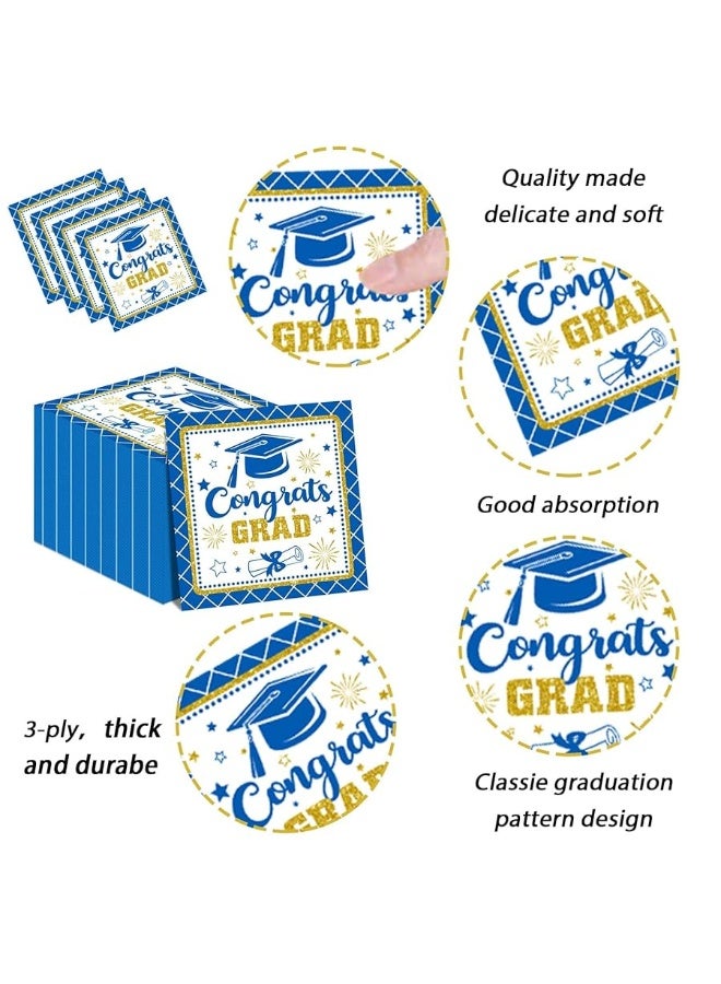 Tevxj مناديل تهنئة التخرج لاحتفالات التخرج 2024 زرقاء تهنئة التخرج مناديل ورقية ذات طابع احتفالي (50 عبوة) - Image 2