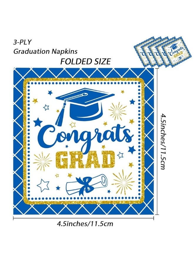 Tevxj مناديل تهنئة التخرج لاحتفالات التخرج 2024 زرقاء تهنئة التخرج مناديل ورقية ذات طابع احتفالي (50 عبوة) - Image 5