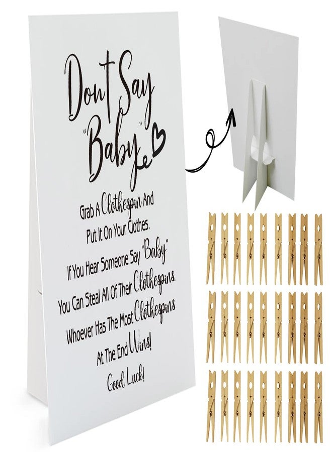 GNATV Don't Say Baby Game, One 8x10 Sign Equipped Standing Rack, 50 Mini Clothespins, Baby Shower Games, Gender Reveal Games, Baby Shower Decoration, Gender Neutral, NB002 - Image 2