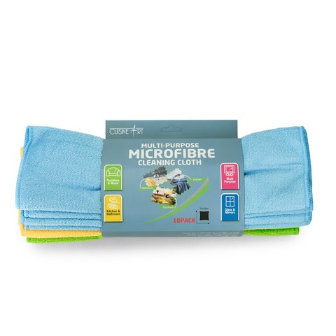 Cuisine Art 100% Polyester Multipurpose Microfiber Cleaning Cloth  10 PCS Set, Multicolor | 30Ã—30 cm | Lint-Free, Reusable Cleaning Towels for Home, Kitchen & Car