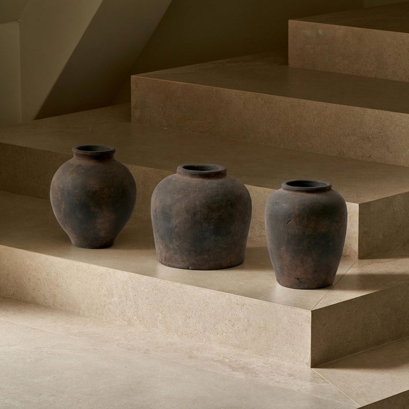 LB2 Brown Ceramic Large Vase, 11" Tall Zen Style vase, Terra Cotta Pitcher, Distressed Farmhouse Decor, Pottery Decorative Flower for Home Decor (B - Brown 11") - Image 5