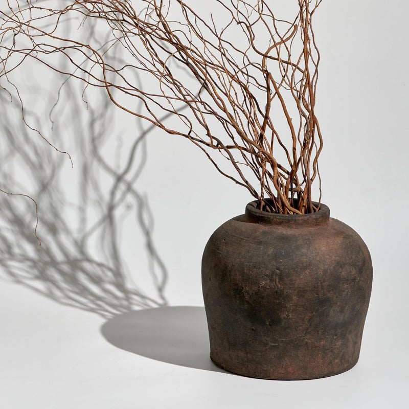 LB2 Brown Ceramic Large Vase, 11" Tall Zen Style vase, Terra Cotta Pitcher, Distressed Farmhouse Decor, Pottery Decorative Flower for Home Decor (B - Brown 11") - Image 4