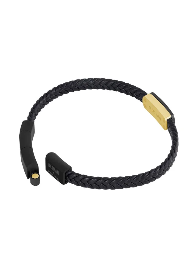 بوليس Crusader Black Braided Leather Bracelet for Men