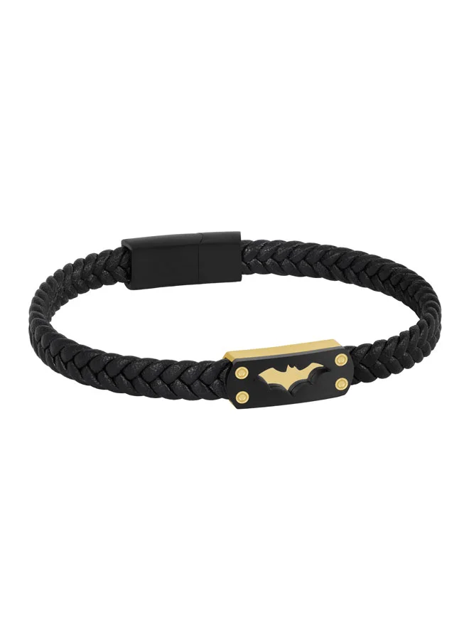 بوليس Crusader Black Braided Leather Bracelet for Men