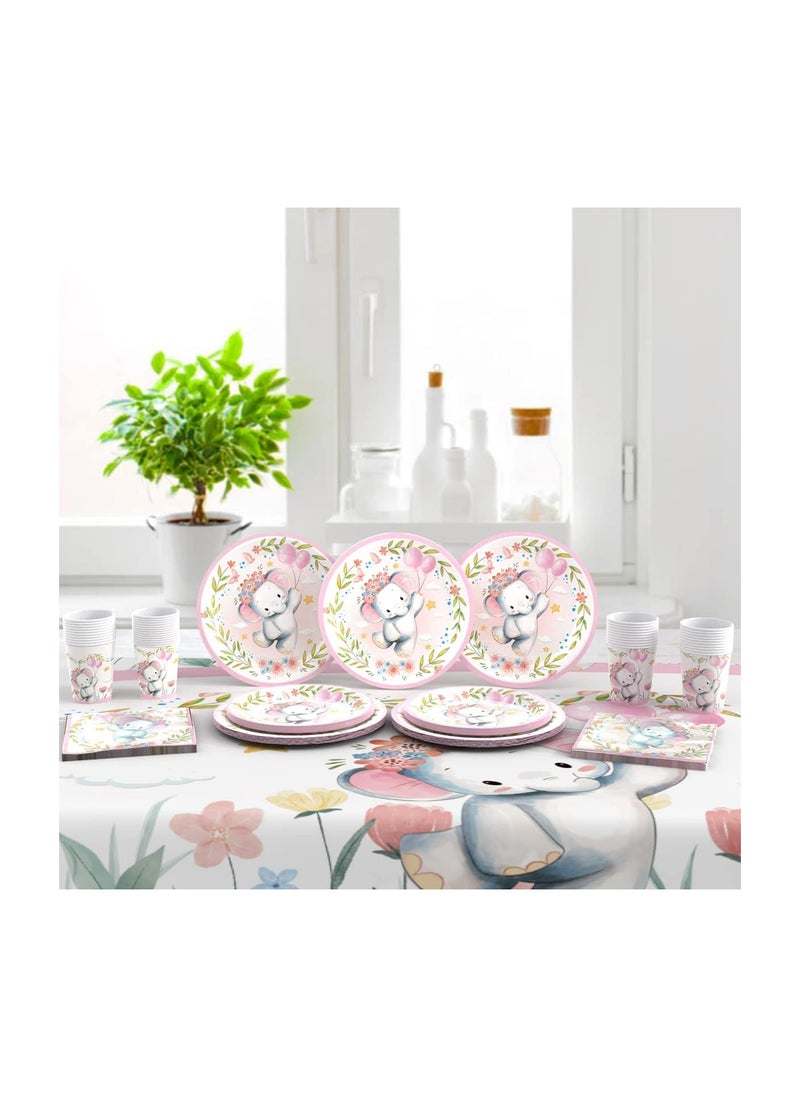 KASTWAVE - Elephant Baby Shower Party Plates Girls, Elephant Baby Shower Party Decorations for Girl, Pink Elephant Baby Girl Shower or Birthday Party Decoration, Pink Baby Girl Shower Decorations (50PCS) - Image 1