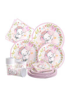 Elephant Baby Shower Party Plates Girls, Elephant Baby Shower Party Decorations for Girl, Pink Elephant Baby Girl Shower or Birthday Party Decoration, Pink Baby Girl Shower Decorations (50PCS)