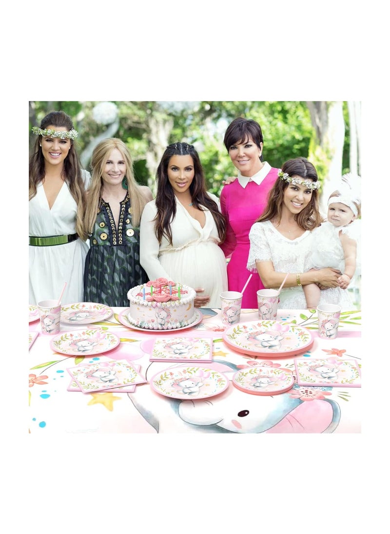 KASTWAVE - Elephant Baby Shower Party Plates Girls, Elephant Baby Shower Party Decorations for Girl, Pink Elephant Baby Girl Shower or Birthday Party Decoration, Pink Baby Girl Shower Decorations (50PCS) - Image 1