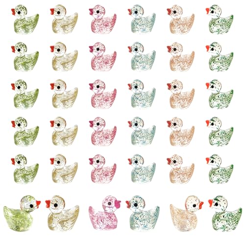 HAMIYELL Pack of 36 Tiny Ducks Little Plastic Duck Mini Resin Ducks for Garden Decorations Dollhouse Miniatures Crafts OrnamentsYellow - Image 1