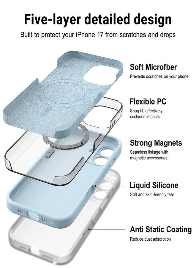 OTOFLY Magnetic for iPhone 17 Case,Compatible with Magsafe,Classic Liquid Silicone Mobile Phone Case,Integrated Camera Control Button,Anti-Scratch Microfiber Lining,Baby Blue - Image 4