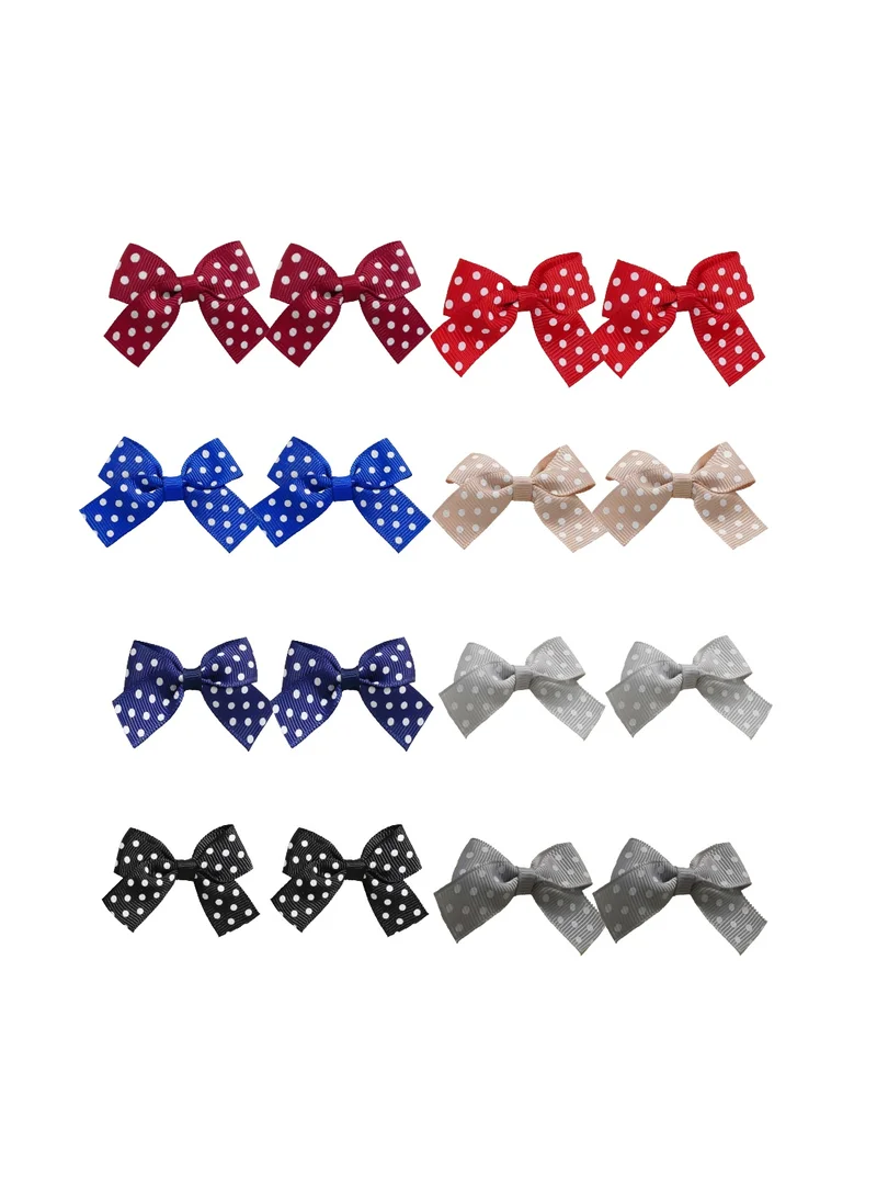 Lion Llama 2 Inch Polka Dot Ribbon Hair Clips set for kids and school Girls, Decorative Hair Bows for Hairstyles, Parties, Gifts & Everyday Use -School Colors (16 pcs)