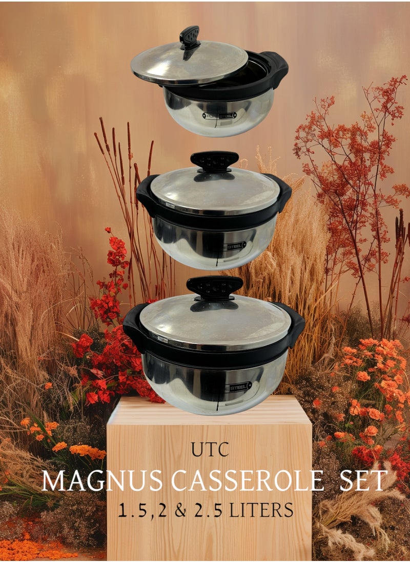 UTC UTC Magnus insulated stainless steel casserole Set of 3 pieces -1500ml, 2000ml and 2500ml  - Image 2