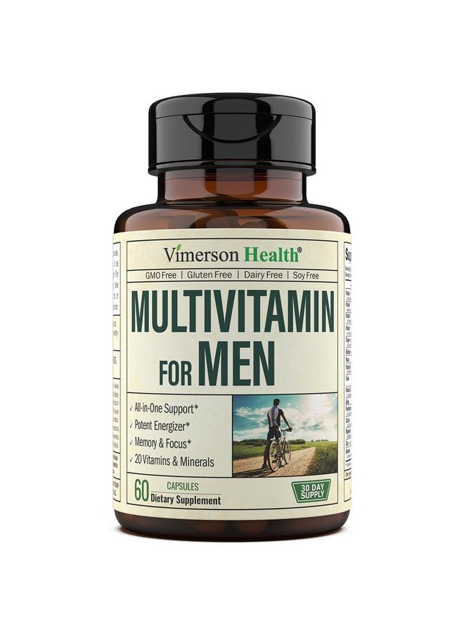Vimerson Health Multivitamin for Men - Daily Mens Multivitamins & Multiminerals with Vitamin D, Vitamin C, B12 Zinc & More. Essential Vitamins for Men for Energy, Focus, Stamina, Performance, Mens Health. 60 Capsules - Image 1