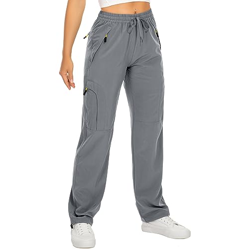Toomett Women's Hiking Pants Quick Dry UPF 50 Travel Golf Safari Running Lightweight Camping Work Cargo Pants Zipper Pockets,6608,Grey,M - Image 1