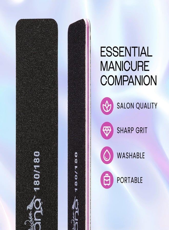 PANA Jumbo Double-Sided Emery Nail File for Manicure, Pedicure, Natural, and Acrylic Nails - Black (Grit 180/180) - 50 Piece Pack - Image 2