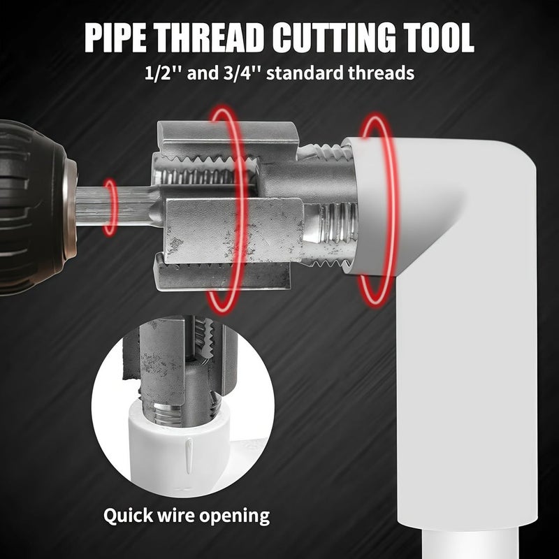 4pcs Pipe Thread Cutting Tool Set with 3/4 Inch Internal External Threader for PVC and Plastic Pipes - Image 4