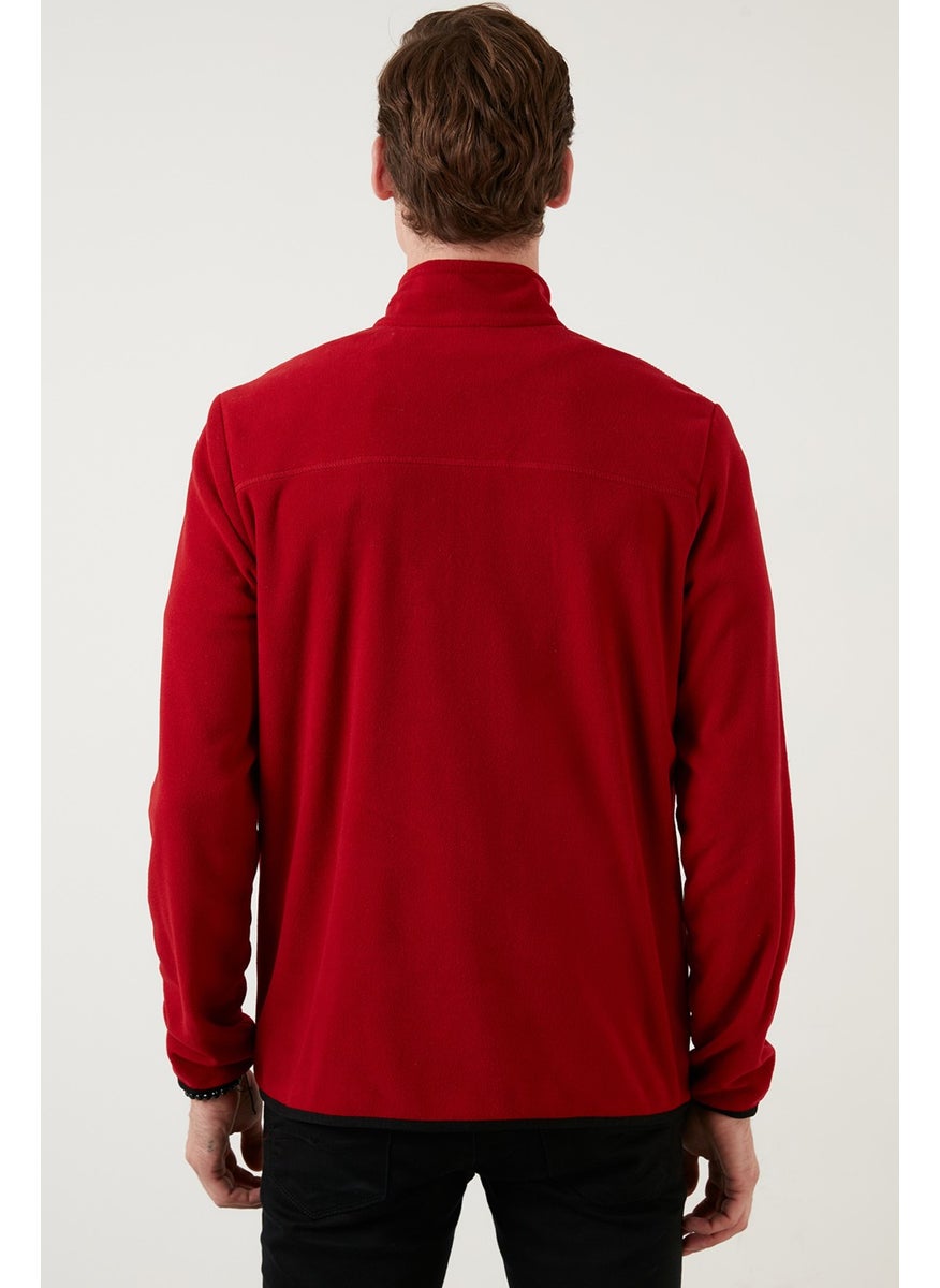 Zipper Pocket Stand Collar Fleece Cardigan Men's Cardigan 5906028