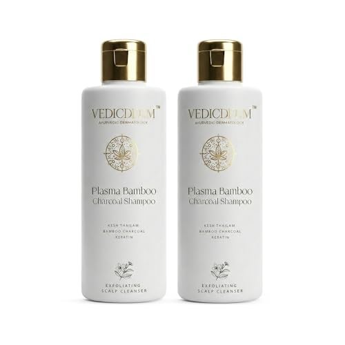 VEDICDERM Plasma Bamboo Charcoal Shampoo 200ml | Clinically Proven For Scalp Psoriasis, Dandruff & Sensitivity | Relieves Itching, Flaking & Dryness | SLS, Paraben & Irritants Free|Daily Hair Cleanser - Image 1