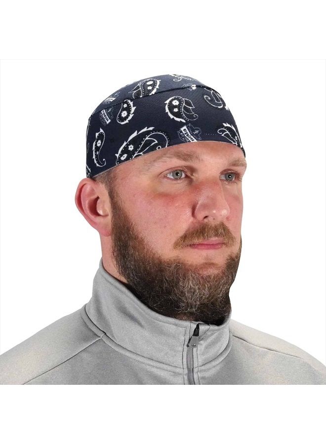 Ergodyne 12509 Chill Its 6630 Skull Cap, Lined with Terry Cloth Sweatband, Sweat Wicking, Navy Western - Image 1