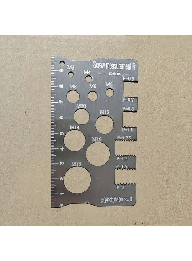 Silvery English Scale Screw Bolt Gauge Stainless Steel Caliper Inch Metric Thread Measurement - Image 1