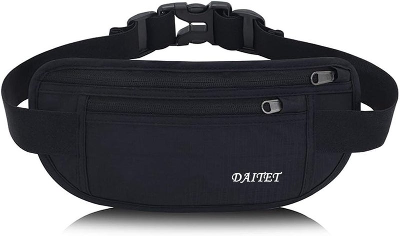 DAITET حزام النقود - حامل جواز السفر، محفظة سفر مخفية آمنة مع حجب RFID، حزام خفي للخصر - Image 1