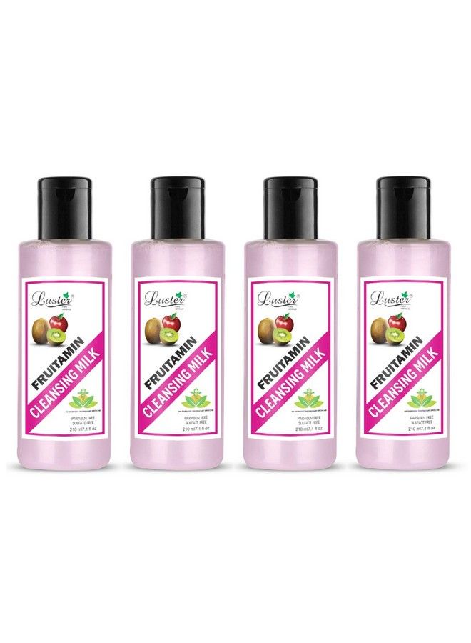 LUSTER Fruitamin Extra Care Cleansing Milk ; Enriched With Apple & Kiwi Extracts ; For Smooth Soft & Clean Skin ; Cleansing Milk For Face (Paraben & Sulfate Free) 210 Ml (Pack Of 4) - Image 1