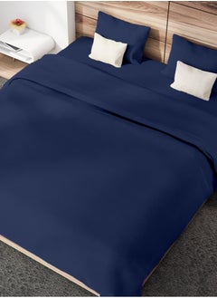 RISHAHOME RISHAHOME 3 Piece Deep Pocketed Fitted Bedsheet Set Queen Size|Navy Blue Colour |1 Fittedsheet - 180x200+30 cm, 2 Pillowcases - 50x75 cm|Non allergic Microfiber for year-around use.  - Image 2
