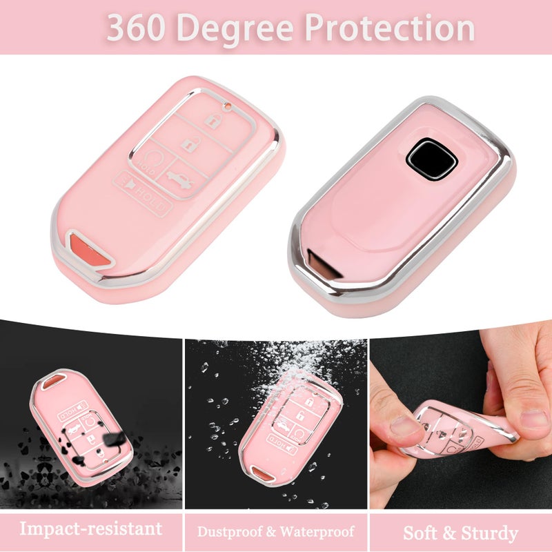 TECARATE For Honda Key Fob Cover - Soft Tpu Key Fob Case Shell Cover Holder For Honda Accord Civic Crv Pilot Odyssey Smart Key Keyless Remote Key - Image 3