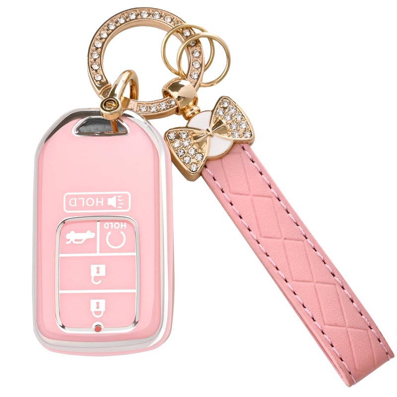 TECARATE For Honda Key Fob Cover - Soft Tpu Key Fob Case Shell Cover Holder For Honda Accord Civic Crv Pilot Odyssey Smart Key Keyless Remote Key - Image 1