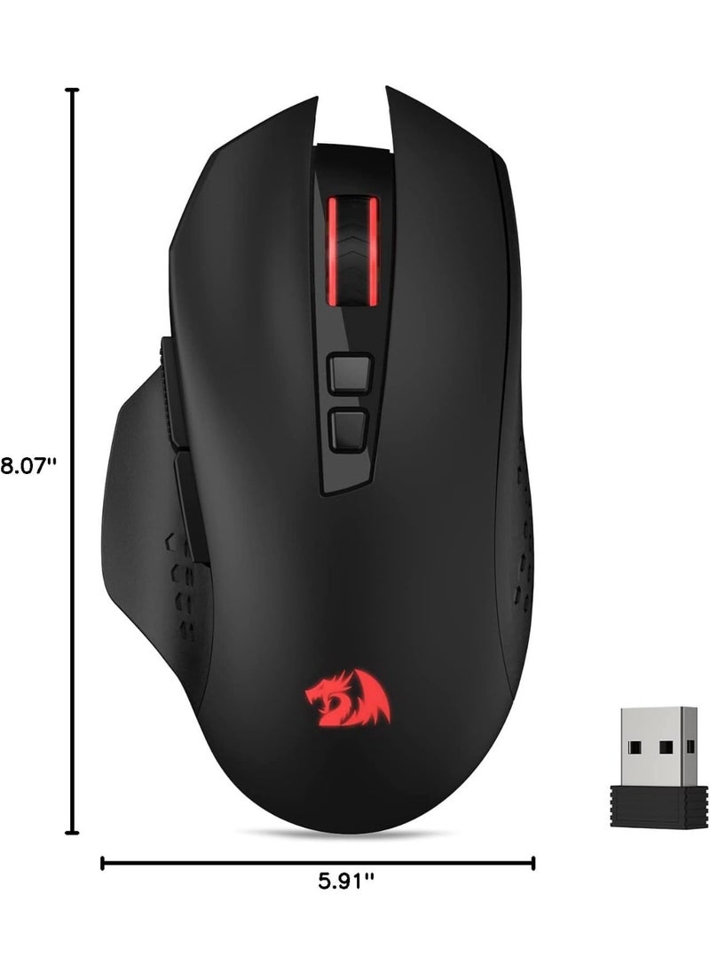 REDRAGON M656 Gainer Wireless Gaming Mouse, 4000 DPI 2.4Ghz Wireless Mouse w/ 5 DPI Levels, 7 Macro Buttons, Red LED Backlit & Pro Software/Drive Supported, for PC/Mac/Laptop  - Image 2