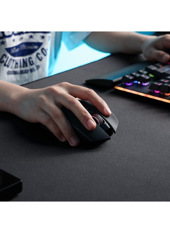 M656 Gainer Wireless Gaming Mouse, 4000 DPI 2.4Ghz Wireless Mouse w/ 5 DPI Levels, 7 Macro Buttons, Red LED Backlit & Pro Software/Drive Supported, for PC/Mac/Laptop
