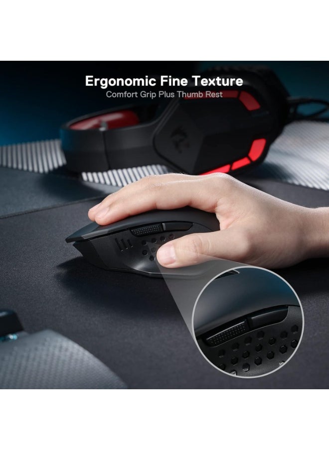 REDRAGON M656 Gainer Wireless Gaming Mouse, 4000 DPI 2.4Ghz Wireless Mouse w/ 5 DPI Levels, 7 Macro Buttons, Red LED Backlit & Pro Software/Drive Supported, for PC/Mac/Laptop  - Image 4