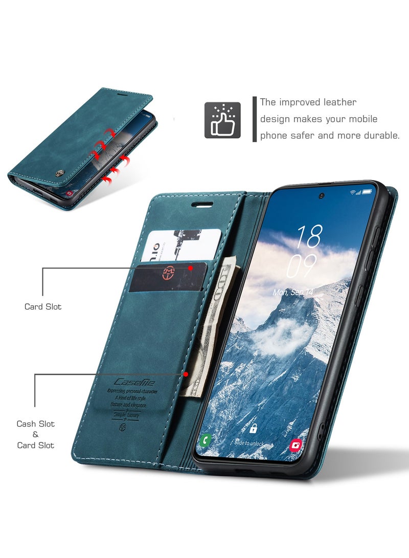 CaseMe For Samsung Galaxy S24 FE Cover, Soft PU Leather Shockproof Mobile Phone Wallet Case, Full Body Protective Flip Cover Magnetic Adsorption Back Cover - Image 2