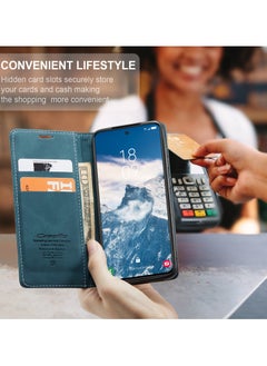 CaseMe For Samsung Galaxy S24 FE Cover, Soft PU Leather Shockproof Mobile Phone Wallet Case, Full Body Protective Flip Cover Magnetic Adsorption Back Cover  - Image 4