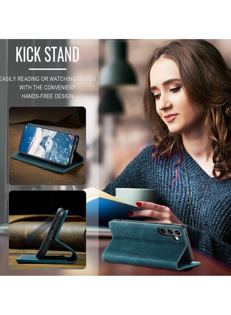 CaseMe For Samsung Galaxy S24 FE Cover, Soft PU Leather Shockproof Mobile Phone Wallet Case, Full Body Protective Flip Cover Magnetic Adsorption Back Cover - Image 5