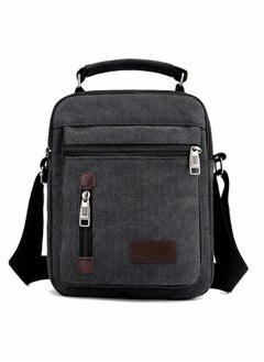 Excefore Minimalist Wear-Resistant Oxford Crossbody/Shoulder Bag with Adjustable Strap and Top Handle Multi-layer Functional New Trends Fashion Handbag for Men Solid Black  - Image 1