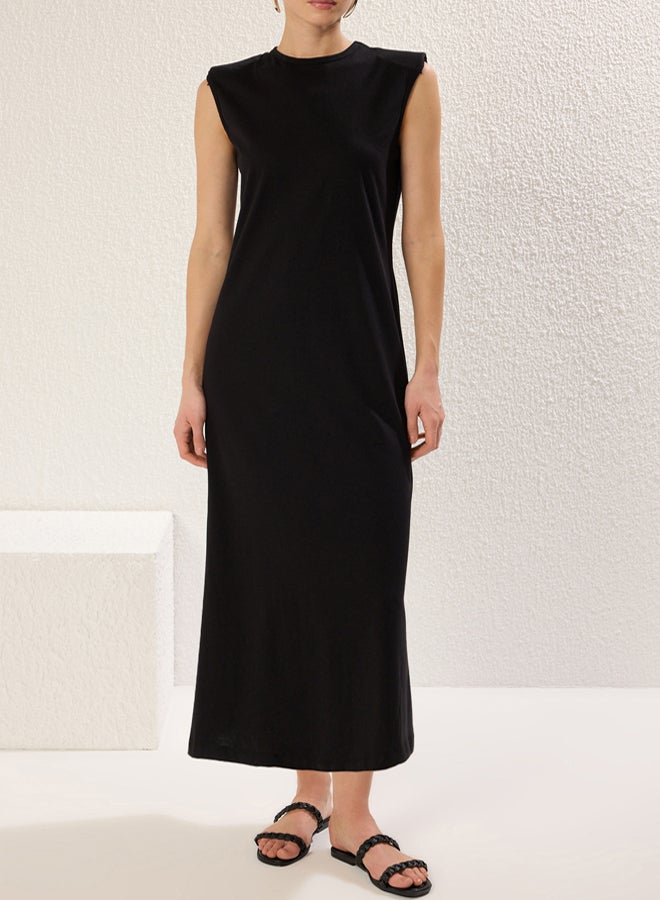 trendyol Black Padded Knitted Dress - Image 3