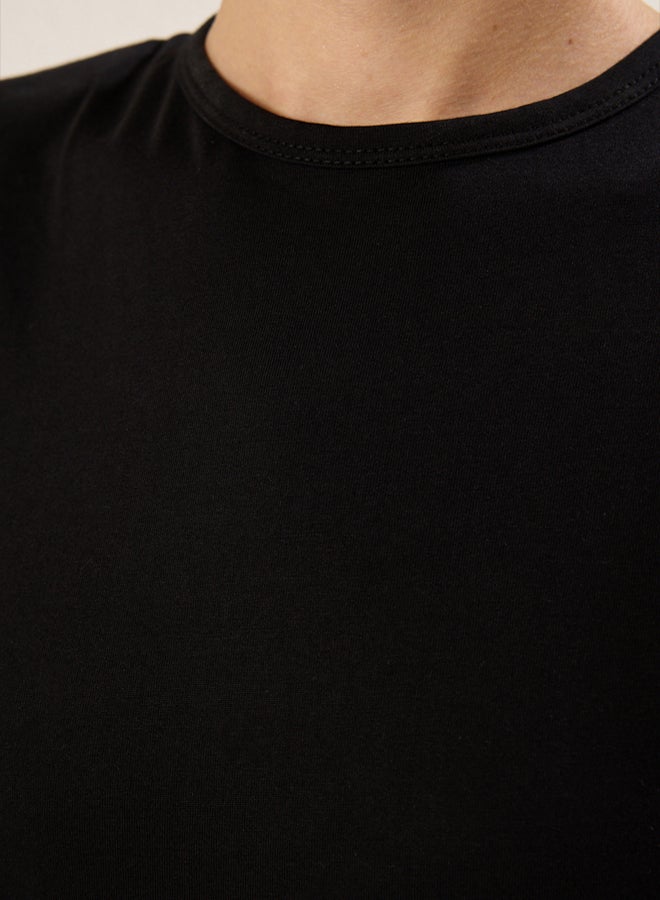 trendyol Black Padded Knitted Dress - Image 4