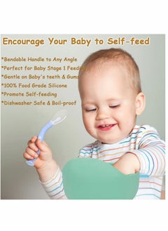 Excefore Silicone Baby Spoons for Led Weaning 3 Pack First Stage Toddler Utensils Feeding Food Grade Soft Spoon Set Self  - Image 2