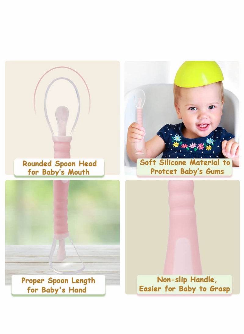 Excefore ملاعق سيليكون للأطفال للتغذية الذاتية 3 قطع أدوات تغذية للمرحلة الأولى للأطفال الصغار مجموعة ملاعق ناعمة - Image 3
