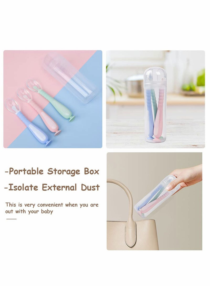 Excefore ملاعق سيليكون للأطفال للتغذية الذاتية 3 قطع أدوات تغذية للمرحلة الأولى للأطفال الصغار مجموعة ملاعق ناعمة - Image 5