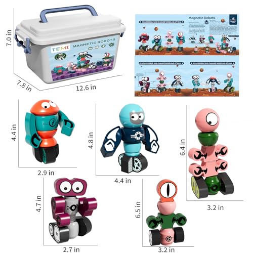 TEMI Magnets Robot Toy for 3 4 5 6 7 Year Old Boys  Transform Toys Planet Magnet Building Toys Stacking for Toddler Learning Educational Christmas and Birthday Gifts for Kids Ages 37 - Image 5
