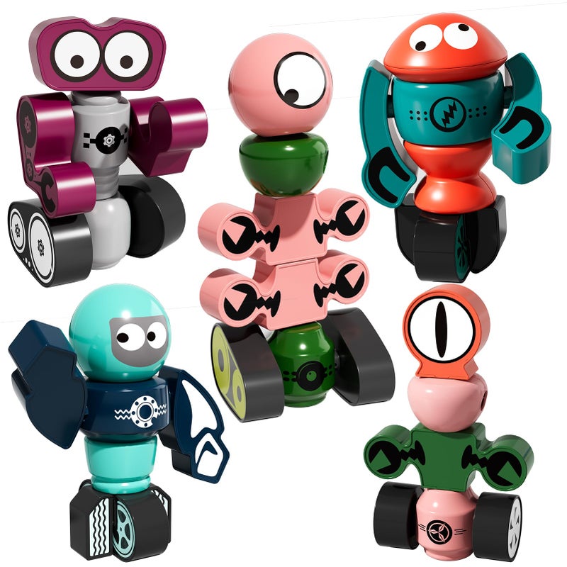 TEMI Magnets Robot Toy for 3 4 5 6 7 Year Old Boys  Transform Toys Planet Magnet Building Toys Stacking for Toddler Learning Educational Christmas and Birthday Gifts for Kids Ages 37 - Image 3