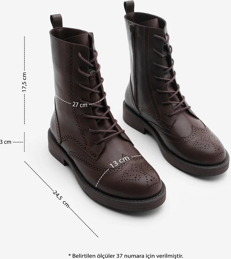 MARJIN Women's Lace-Up and Zippered Double-Faced Casual Combat Boots Lidan