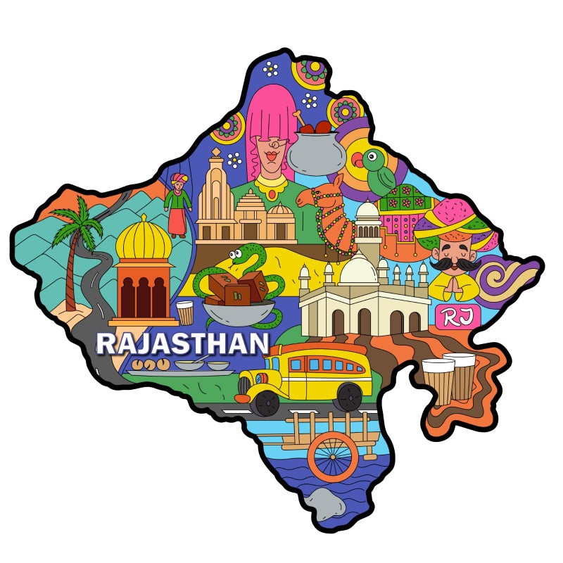 Skywalk India Souvenir Wooden MDF Rajasthan Fridge Magnet (Multicolour) - Image 2