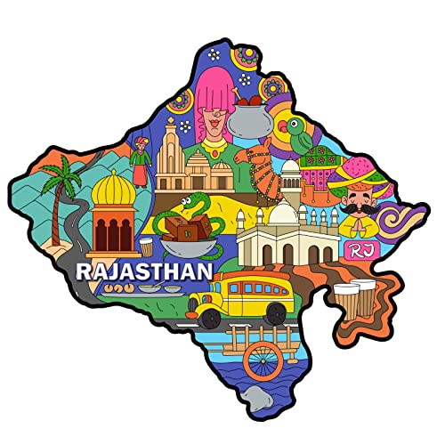 Skywalk India Souvenir Wooden MDF Rajasthan Fridge Magnet (Multicolour) - Image 1