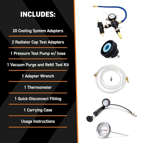 Mishimoto MMTL-CPT-28 Coolant Pressure Tester and Vacuum Refill Kit, 28-Piece Universal Fit, Black - Image 3