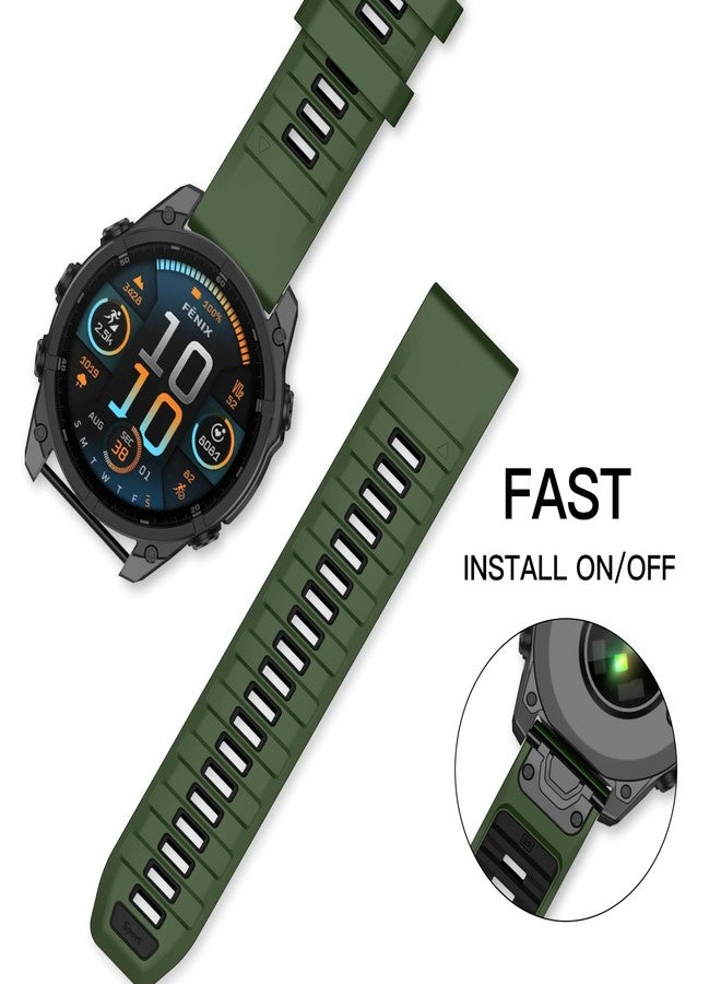 OVERSTEP Strap for Garmin Fenix 8 AMOLED 47 mm/Fenix 8 Solar 47 mm, Soft Silicone Replacement Strap for Garmin Epix Pro 47 mm/Fenix 7/Fenix 6/Fenix 5/Approach S60/S62, 22MM, Silicone - Image 3