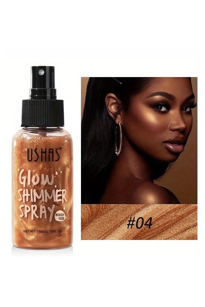 Ushas Glow Shimmer Spray - Shimmer Body Oil Liquid Easy to Push Away Natural Moisture Glitter Face Brightening Glow Pearl Highlighter Illuminator Shine Contouring Makeup for Face and Body #04 - Image 2