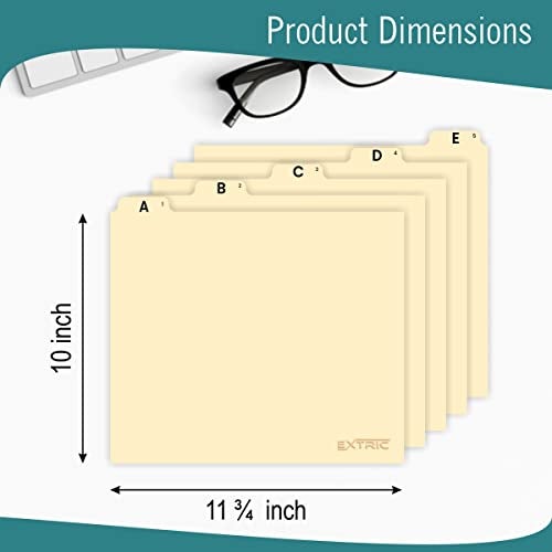 EXTRIC Alphabetical File Organizer, File Cabinet Dividers Letter Size, 25 Heavyweight Manila Guides A-Z Dividers with Tabs, 1/5 Cut Tab Positions Filing Cabinet and Desk Organizer - Image 2
