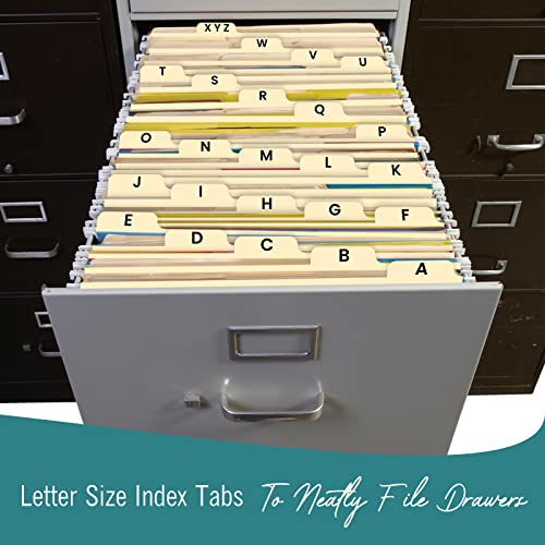 EXTRIC Alphabetical File Organizer, File Cabinet Dividers Letter Size, 25 Heavyweight Manila Guides A-Z Dividers with Tabs, 1/5 Cut Tab Positions Filing Cabinet and Desk Organizer - Image 5